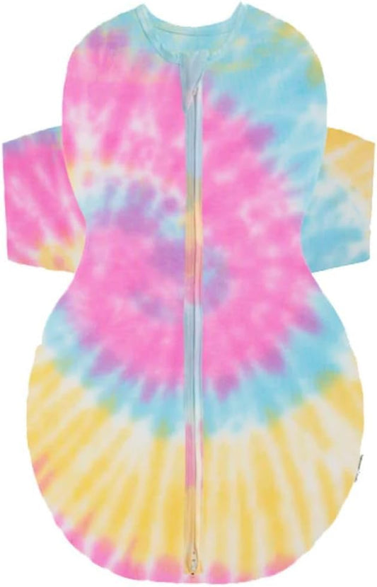 Happiest Baby SNOO Sleep Sack - 100% Organic Cotton Baby Swaddle Blanket - Doctor Designed Promotes Healthy Hip Development (Tie Dye Rainbow, X-Large)
