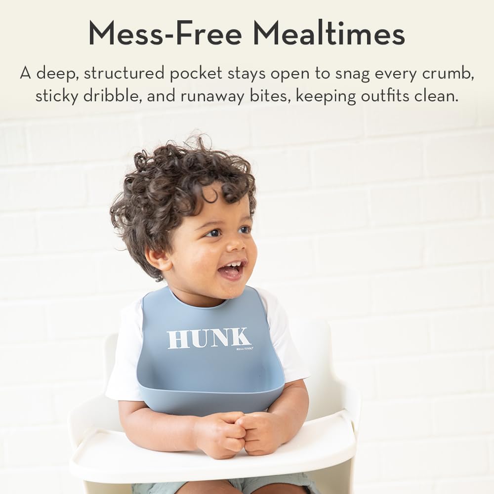 Bella Tunno Baby Bib for Eating, Waterproof Silicone Bib with Large Food Catcher, Adjustable Fit for Babies 4-12 months & Toddlers 1-3 Years, Boys & Girls, Small Town Girl