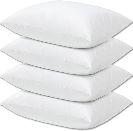 Hotel Collection Bed Pillows Standard Size Set of 4 Back Sleeper Pillow for Adults Stomach Kids Side Sleeping Medium Soft Plush Fluffy White 20x26 inches