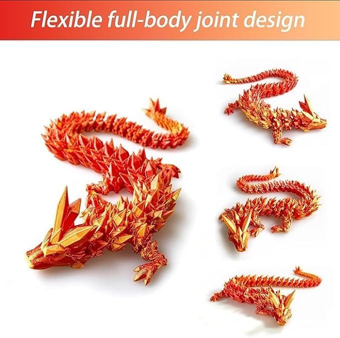 3D Printed Dragon Egg, 15Inch Crystal Dragon in Dragon Egg,Surprise Egg,Articulated Dragon,Fidget Toys for Executive Home Office Decor,Toys for Kids Gifts