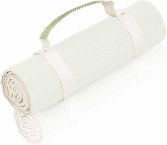 4’9” x 6’3” White Lightweight Water-Resistant Canvas Mat – Picnic, Outdoor, Beach, Park, Camping, Toy Mat