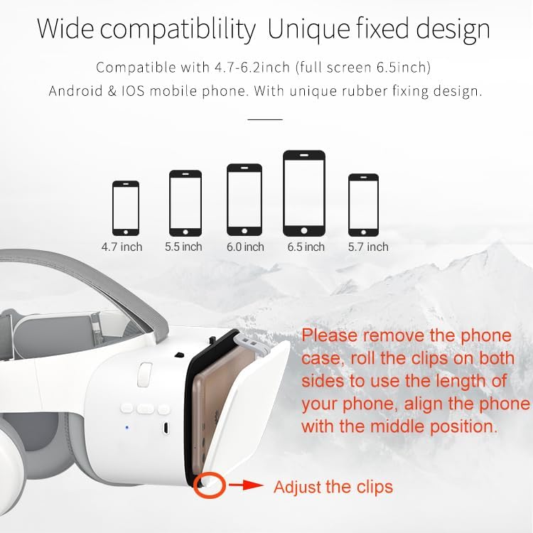 3D Glasses Virtual Reality VR for Smartphone Google Cardboard, Wireless Bluetooth VR Headset Helmet Stereo for Android iOS iPhone 12 11 Pro Max Mini X R S 8 7 Samsung 4.7-6.2" Phone (White)