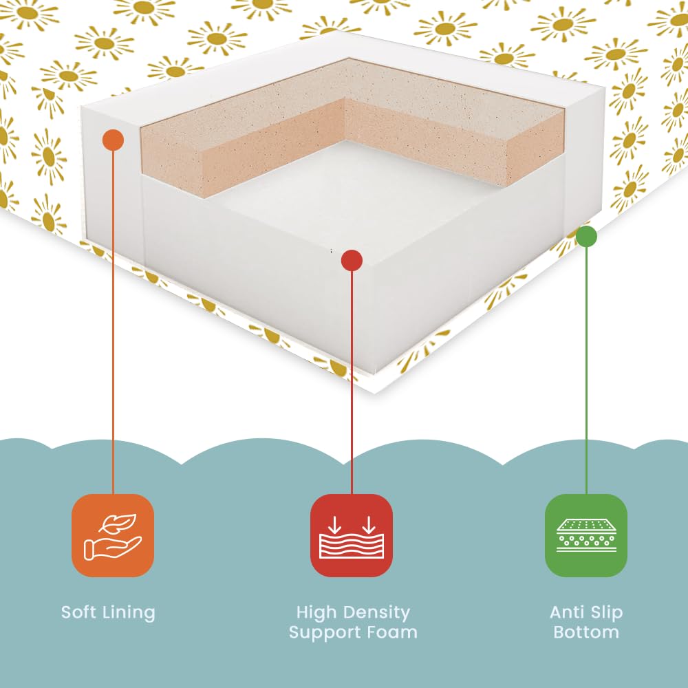 Breathable Crib Mattress, Washable High Rebound Foam for Baby Cribs, Fits Standard Toddler Beds, Full Size (51.8" L x 27.5" W x 3" H), Sunshine Design