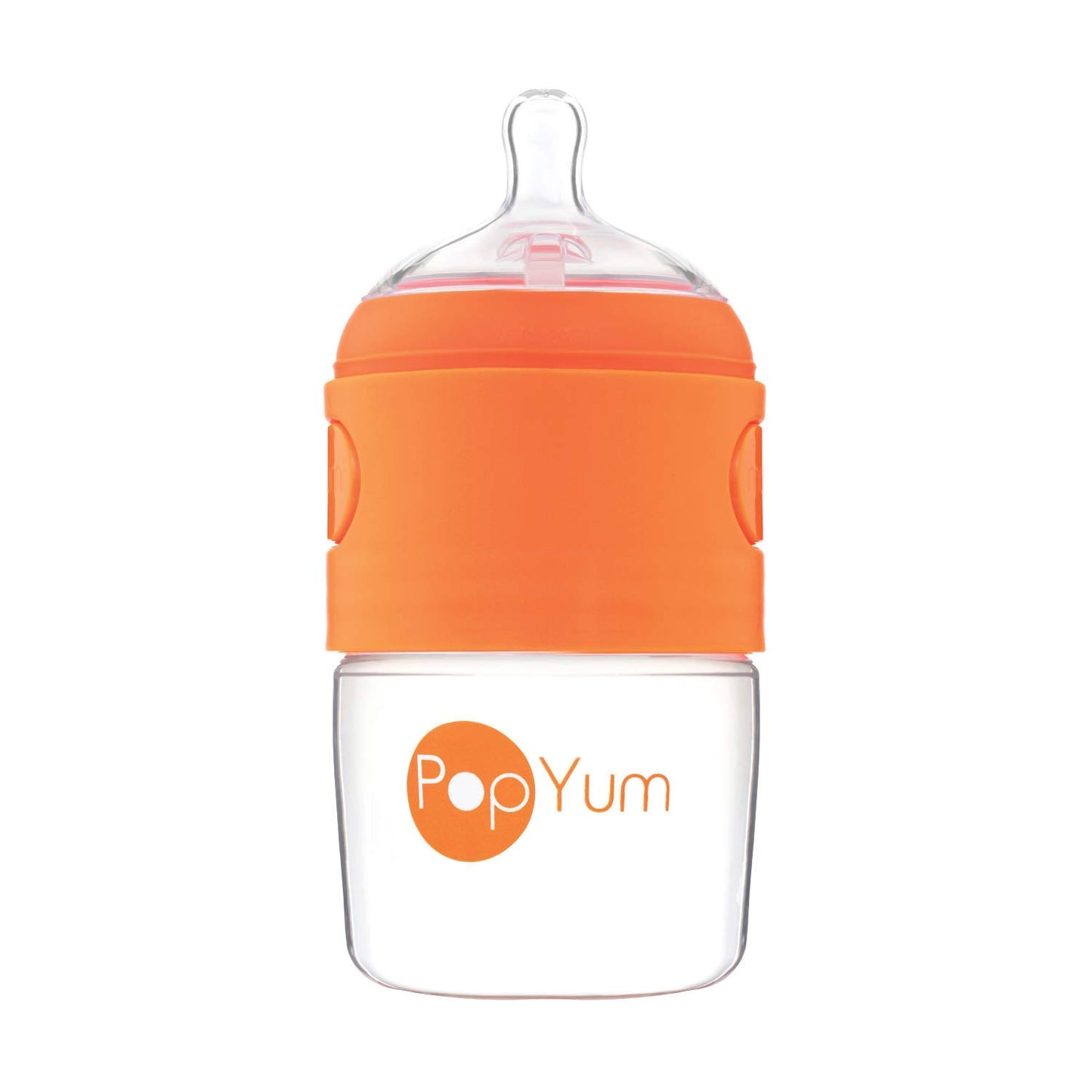 PopYum 5 oz Orange Anti-Colic Formula Making/Mixing/Dispenser Baby Bottle with #1 Slow Flow Nipple, 150 ml, BPA-Free, Natural Latch