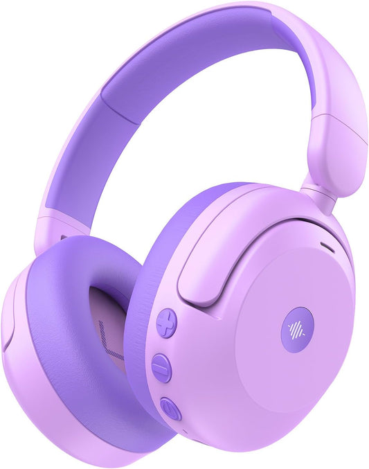 iClever BTH20 Active Noise Cancelling Headphones for Kids, 60H Play Time,Type C Fast Charging,Safe Volume 80dBA,Bluetooth5.4,Award-Winning Kids Headphones Wireless for iPad Tablet Airplane,Purple
