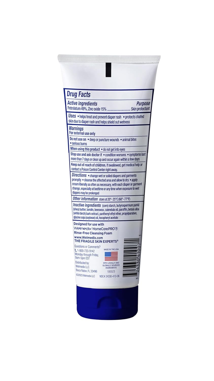 HomeCare PRO Rapid Relief Adult Diaper Rash Cream – Extra Thick, Moisturizing Barrier Cream for Incontinence and Healing/Zinc Oxide (4oz Tube)
