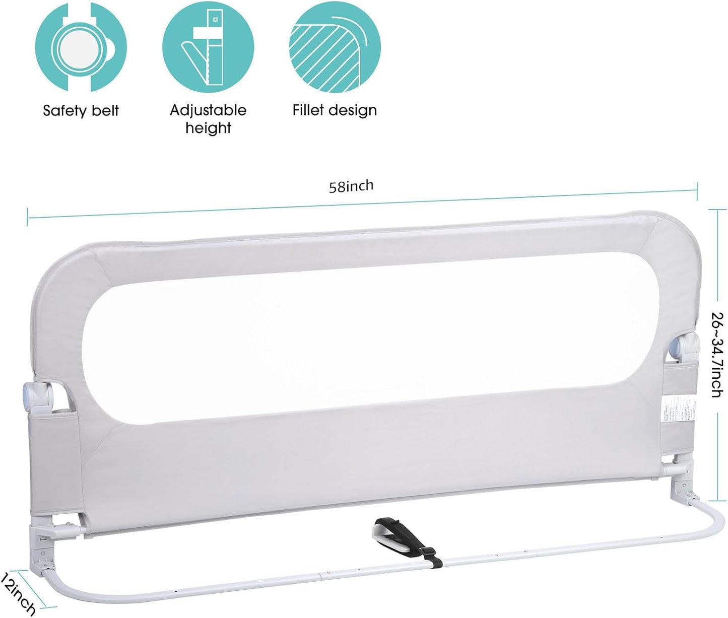 Baby Bed Rail Guard for Toddlers - 58.7" Toddler Bed Rails for Twin, Full, Queen, King Bunk Size Bed Swing Down Bedrail Extral Tall Child Safety Side Railing Guards for Kids