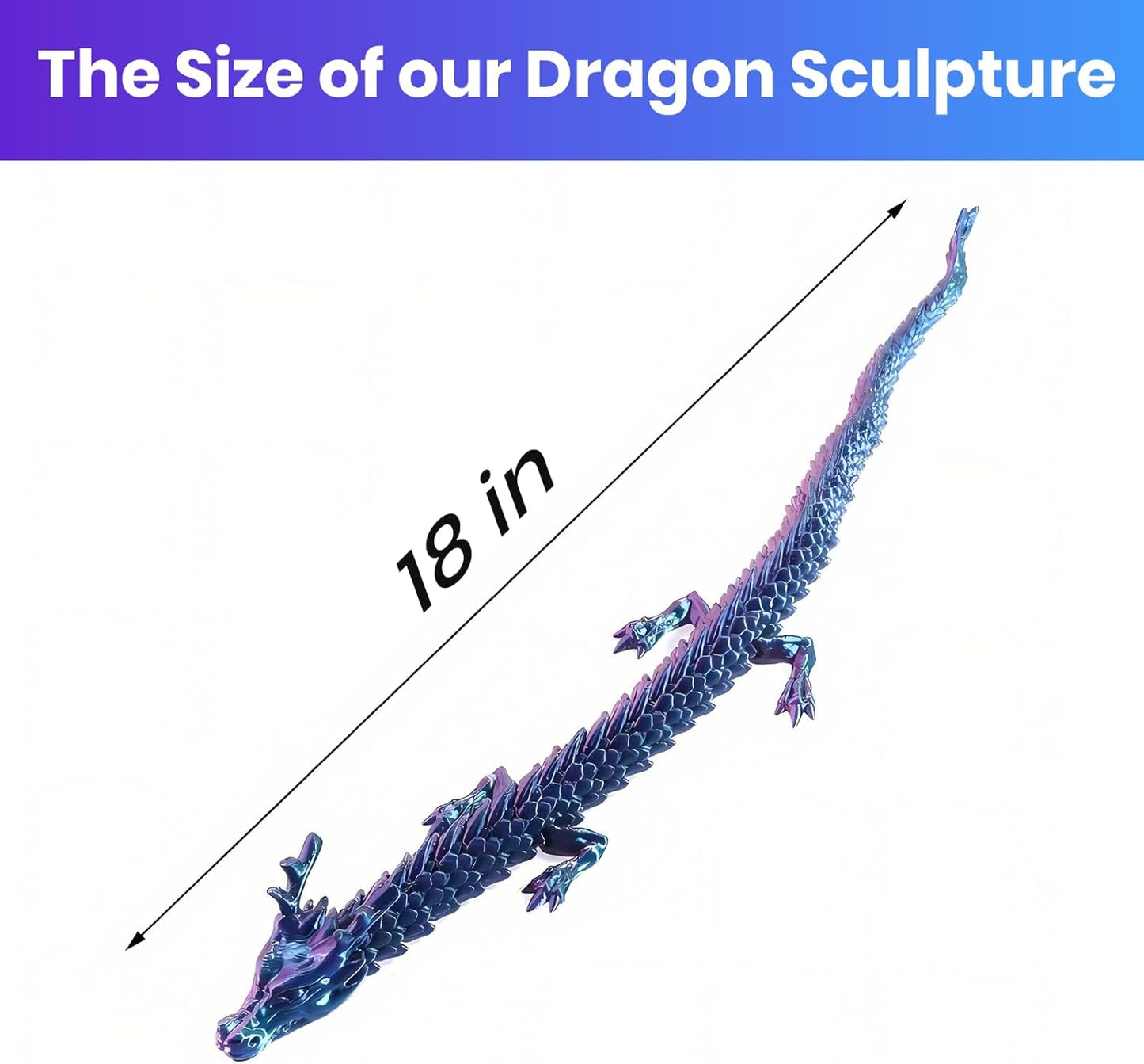 3D Printed Dragon,Chinese Dragon,Dragon Statue,Fidget Toys,18 in,Fidget Toys for Autism/ADHD,3D Printed Present Toy, Executive Desk Toys,Home Office Decor