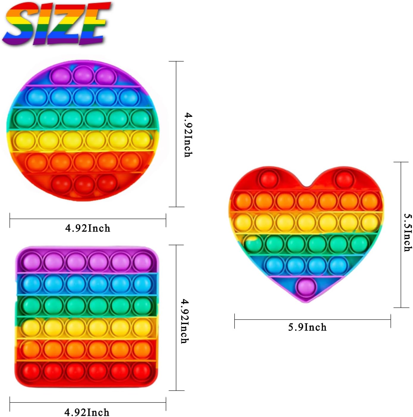 12pcs 5in Random Pop Bubble Fidget Sensory Toys, Pop Toy Bulk for Party Favor, Classroom Student Prizes Easter Basket Goodie Bag Stuffers Christmas Valentine Gift for Kid