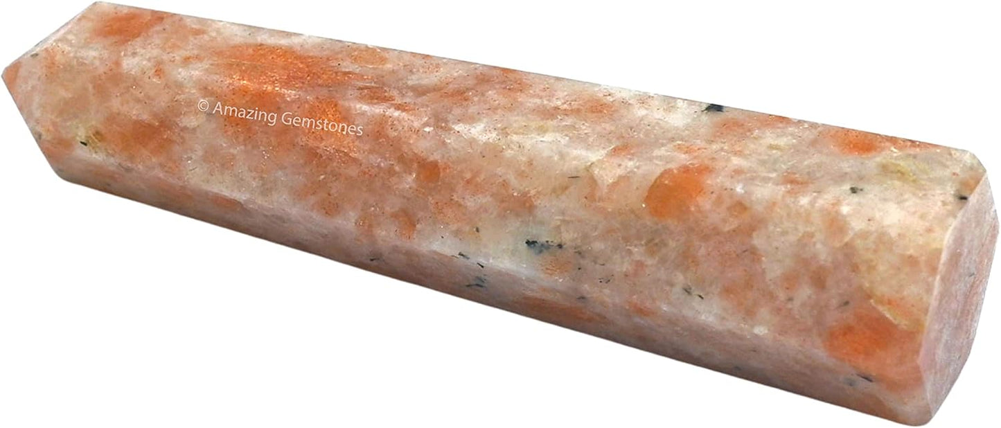 Amazing Gemstone Sunstone Crystal Towers - Natural Healing Crystal Point Obelisk for Reiki Healing and Crystal Grid (2" to 3" Inch)
