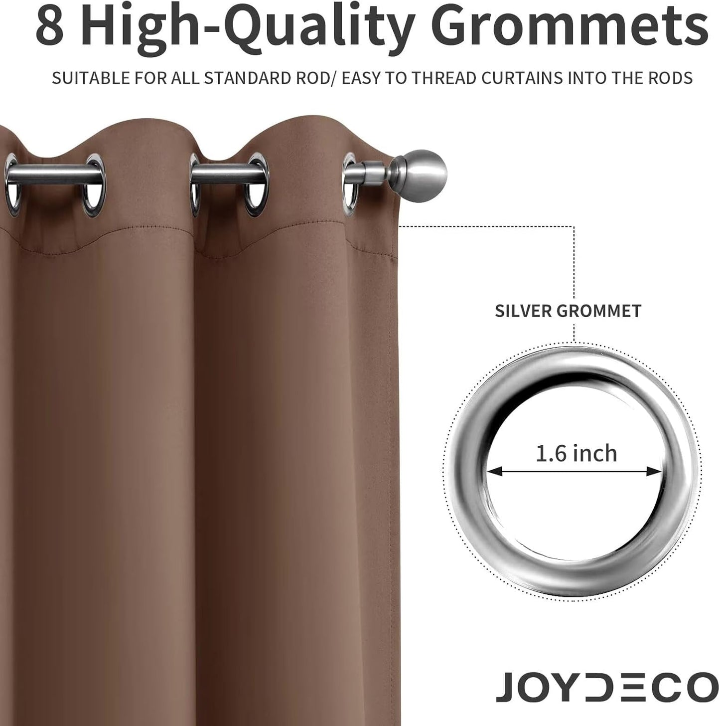 Joydeco Blackout Curtains 84 Inch Length 2 Panels Set, Thermal Insulated Long Curtains& Drapes 2 Burg, Room Darkening Grommet Drapes for Living Room Bedroom Window (W52 x L84 Inch, Brown)