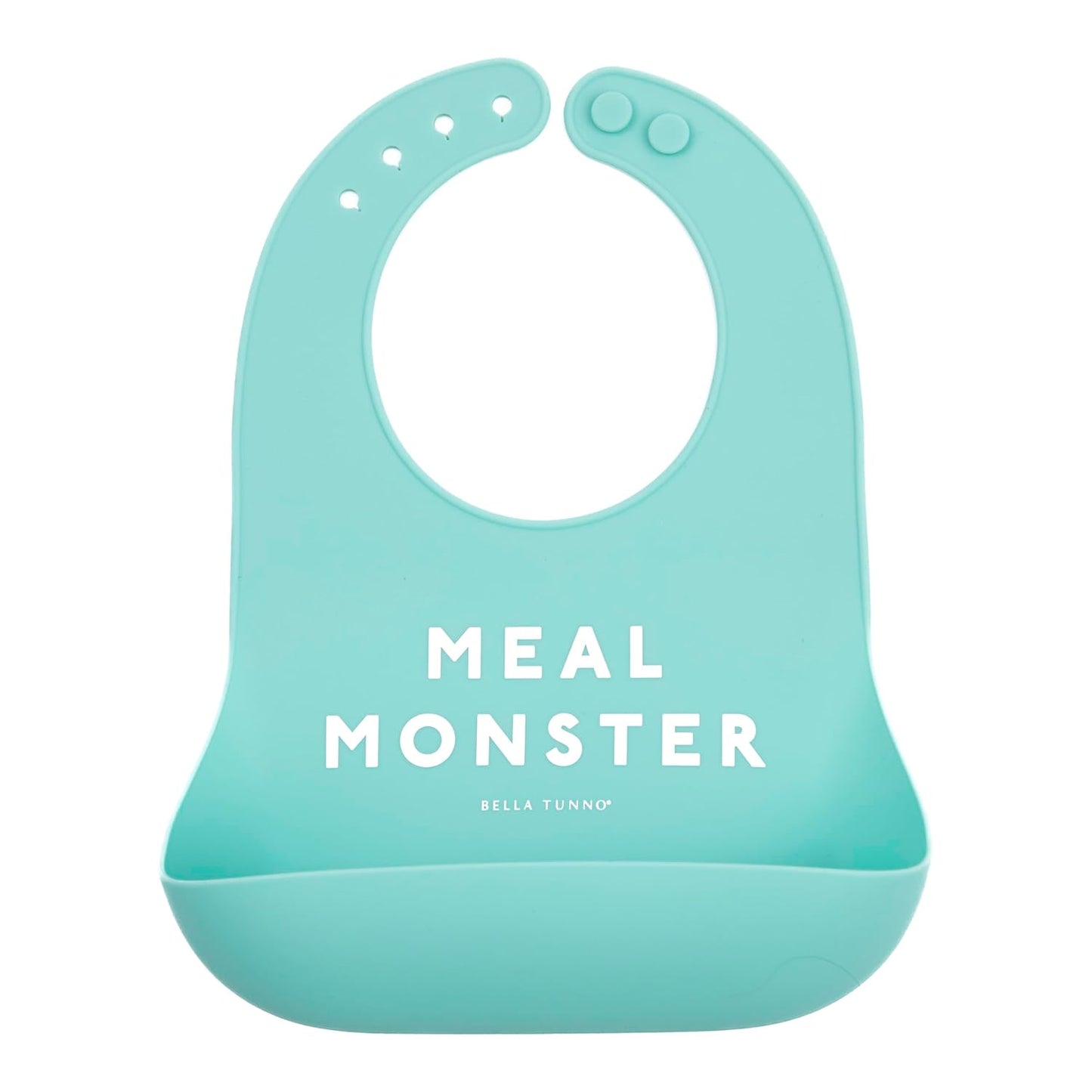 Bella Tunno Baby Bib for Eating, Waterproof Silicone Bib with Large Food Catcher, Adjustable Fit for Babies 4-12 months & Toddlers 1-3 Years, Boys & Girls, Meal Monster