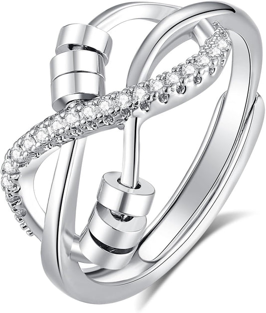 INFUSEU Funny Spinner Fidget Rings for Women Girls Anti Anxiety Stress Worry, Adjustable Size