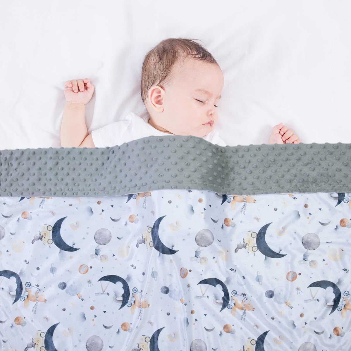 Baby Blankets for Unisex Boys Girls, Super Soft Nursery Minky Blankets, 30 x 40 inch Outer Space Printed Bed Throws Newborn (Planet Fox)