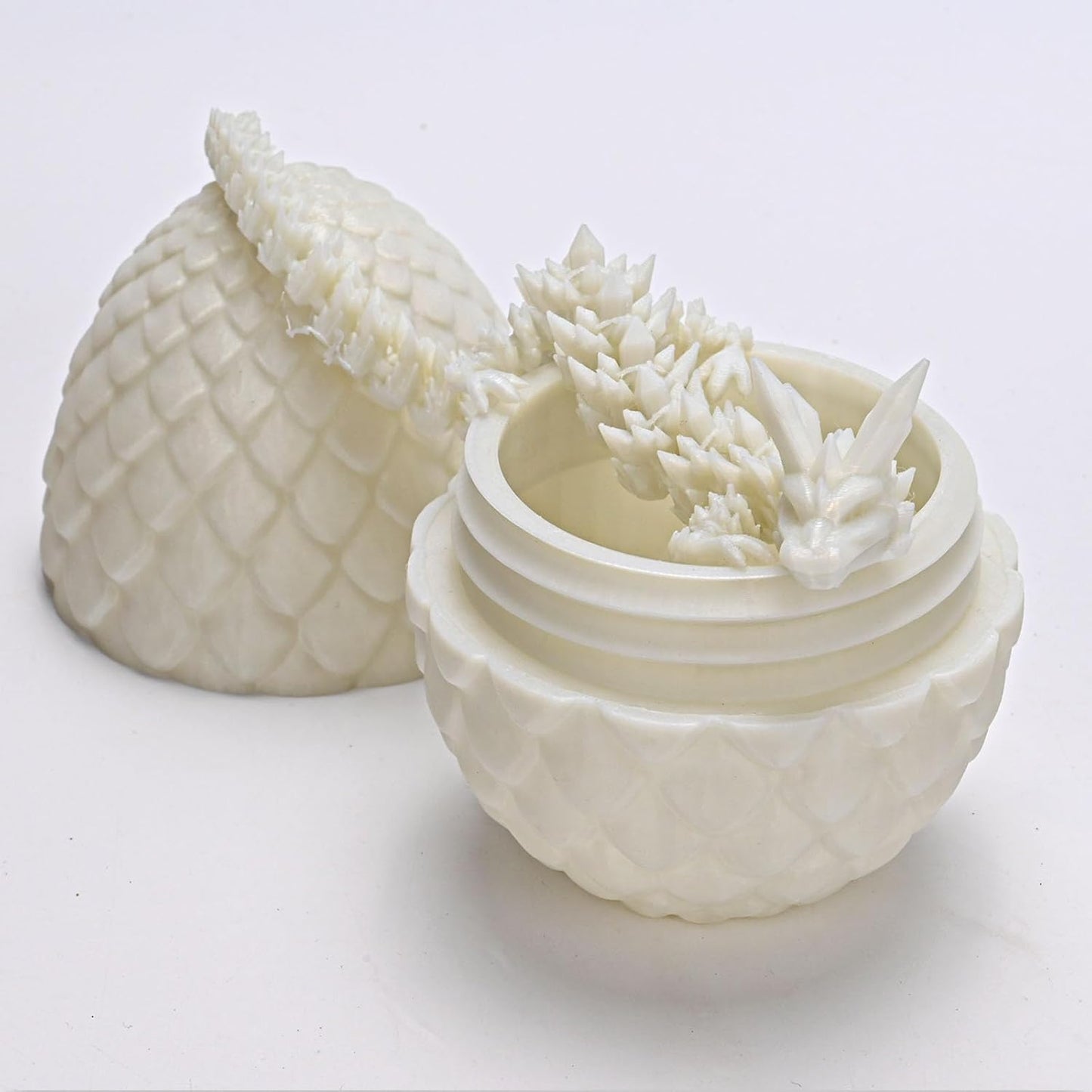 12inch Dragon Egg, Year of The Dragon, 3D Printed Dragon, Executive Desk Toys, Articulated Dragon, Fidget Toys Gifts for Graduates Students Teachers Adults (White)