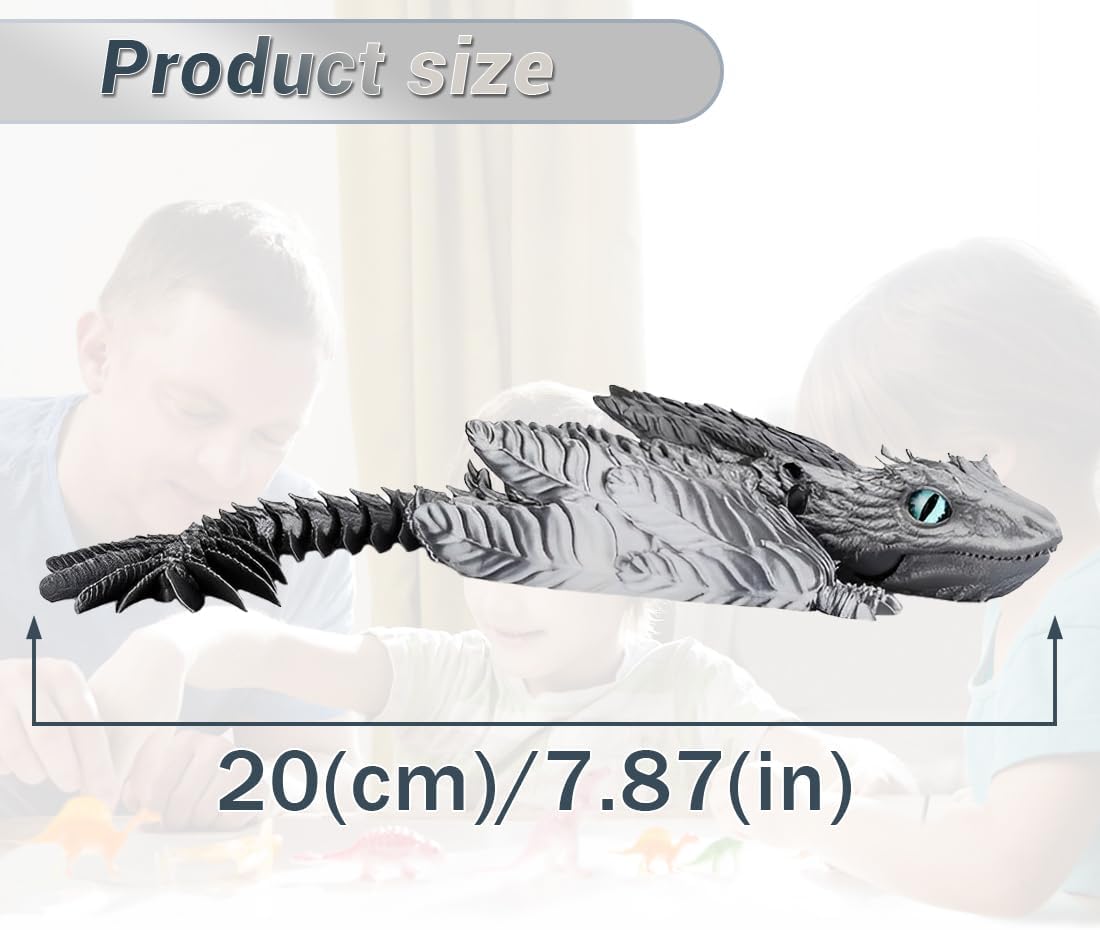 3D Printed Dragon, Feathered Wyvern Dragon, Articulated Dragon, Fidget Dragon Toys for Adult, Home Office Decor Executive Desk Toy