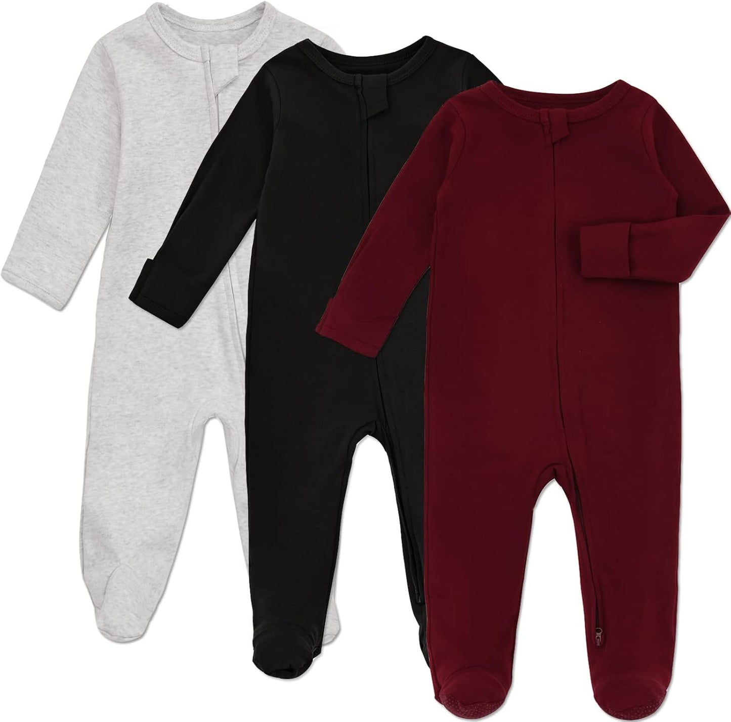 Aablexema Baby Footie Pajama with Mitten Cuffs, Double Zipper Infant Cotton clothes Sleeper Pjs, Footed Sleep Play