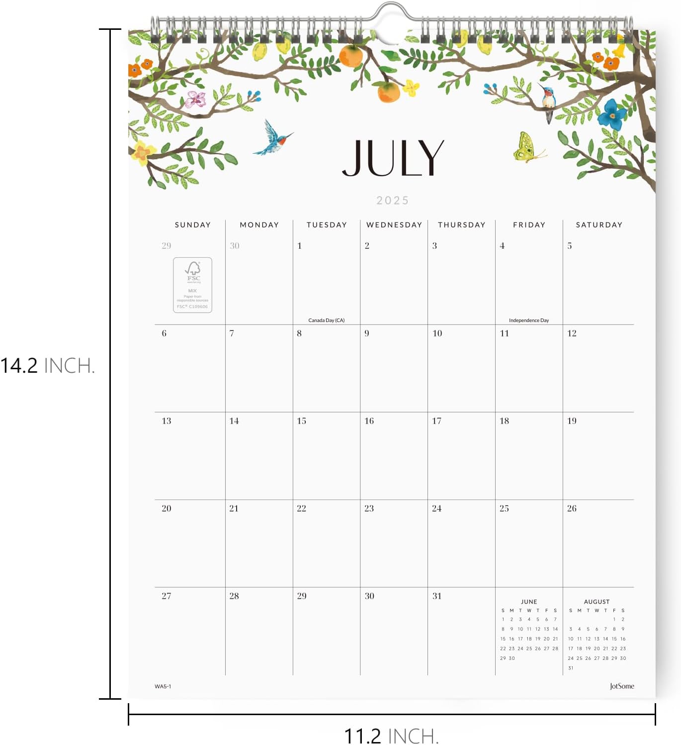 Jotsome Wall Calendar 2025-2026, Academic Monthly Wall Calendar From July 2025 to December 2026 11.2x14.2 inch Wall Decoration for Home and Office, Easy Planning (Florals, 11.2" x 14.2")