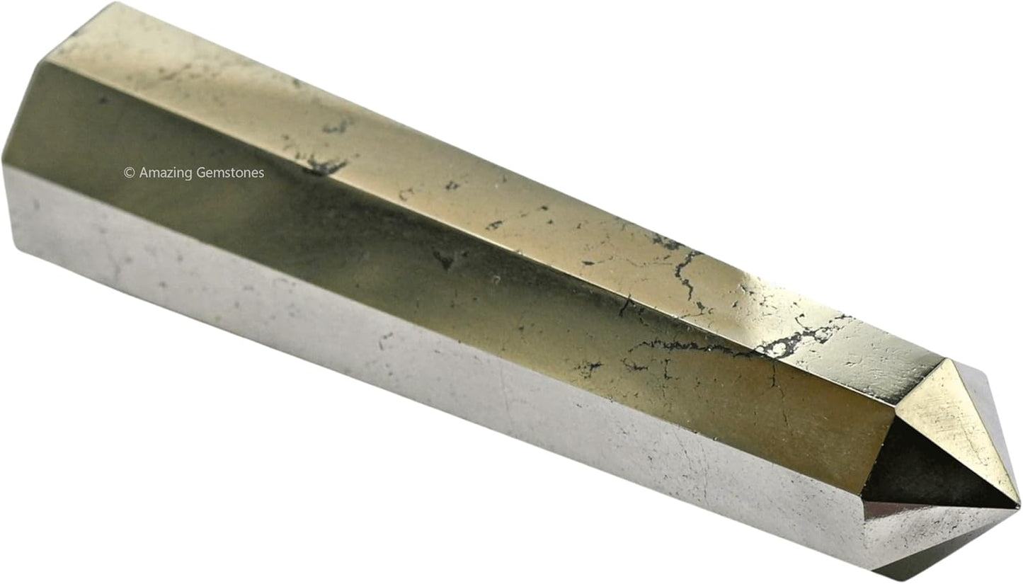 Amazing Gemstone Pyrite Crystal Towers - Natural Healing Crystal Point Obelisk for Reiki Healing and Crystal Grid (3 Inch)