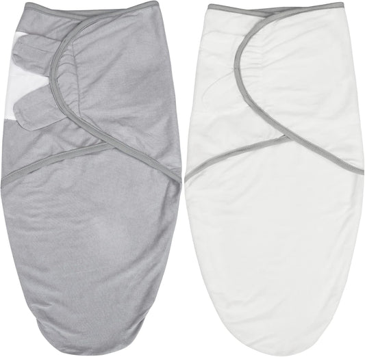 Biloban Baby Swaddles 0-3 Months for Girls, Cotton Swaddle Blanket, Newborn Essentials, Grey & White, 2 Pack