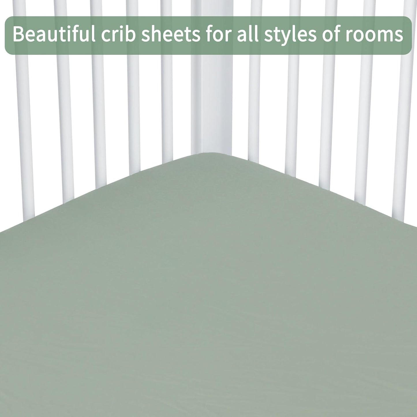 Baby Crib Sheets for Boys Girls, 2 Pack Fitted Crib Sheet for Standard Crib and Toddler Mattress, Soft Microfiber Baby Sheet 52x28x8in (Brown & Green)