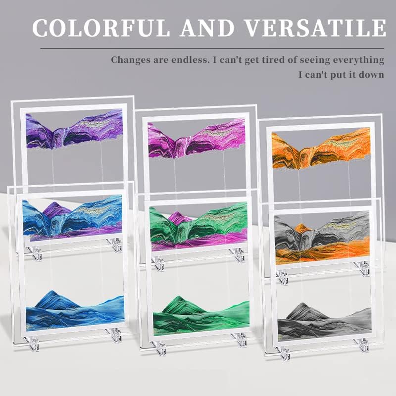 3D Deep Sea Moving Sand Art Picture - Relaxing Liquid Motion Bubbler Timer - Ideal Desktop Art Toy for Adults and Kids - Perfect for Home Decor and Office(Square+Black+5In)