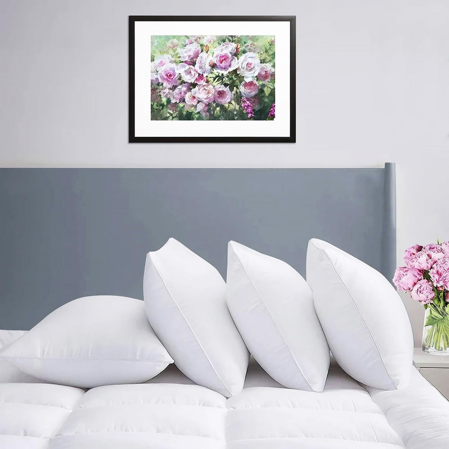 Hotel Collection Thick Bed Pillows Standard Size Set of 2 Soft Plush Fluffy Side Sleeper Pillow for Adults Back Sleeping High Loft Medium Firmness White 20x26 inches