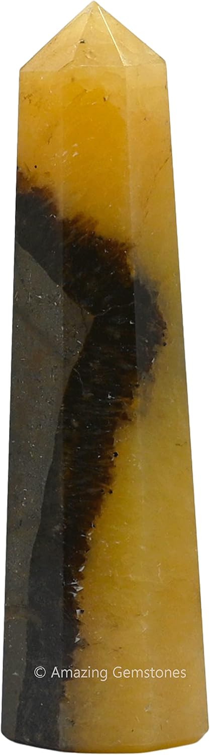 Amazing Gemstone Septarian Crystal Towers - Natural Healing Crystal Point Obelisk for Reiki Healing and Crystal Grid (3 Inch)