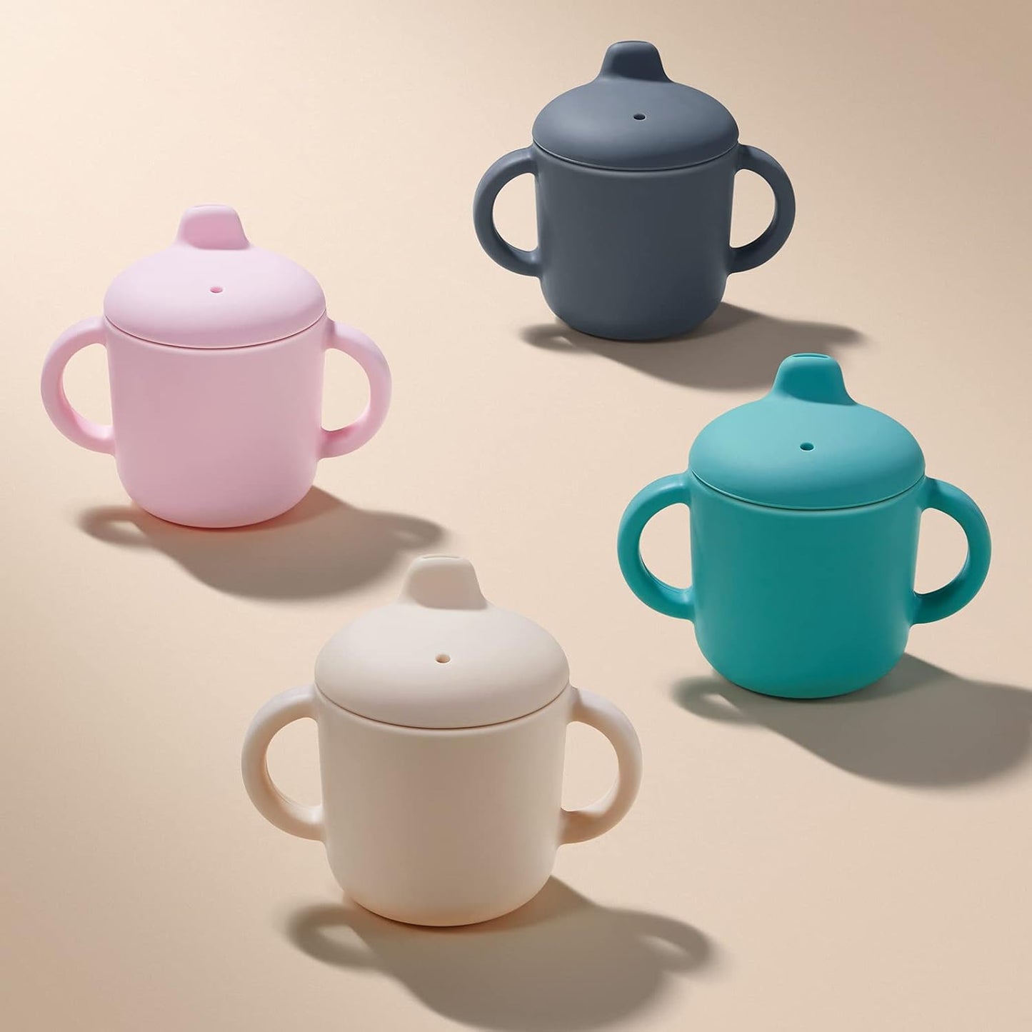 6 Months+ Sippy Cups with Handles,Small Silicone Sippy Cups Leak Proof 5oz,No Spill Sippy cups for Toddlers (Green)