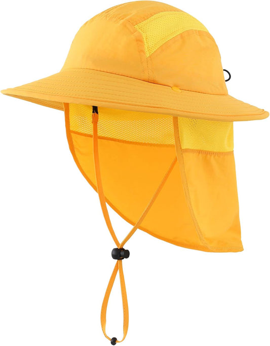Home Prefer UPF 50+ Boys Sun Hat with Neck Flap Wide Brim Summer Beach Bucket Hat for Boys Girls Toddler Kids Safari Hat