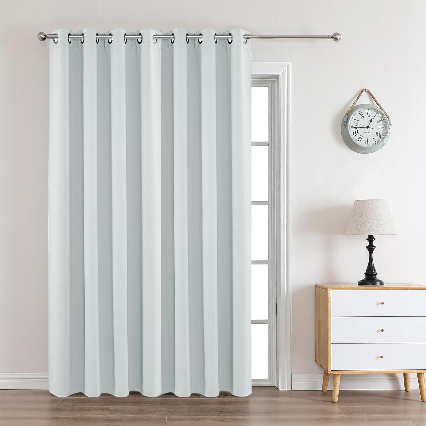 Joydeco Greyish White Custom Solid Single Blackout Curtain for Bedroom and Living Room, Grommet Thermal Insulated Room Darkening Curtain 1 Panel (Custom Size,Greyish White)