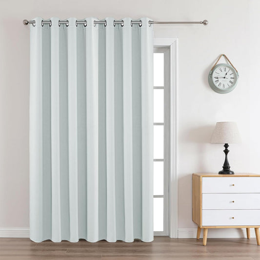 Joydeco White Curtains 95 Inches Long 1 Panel, Thermal Insulated Long Curtains& Drapes 1 Piece, Room Darkening Grommet Drapes for Living Room Bedroom Window (W70 x L95 Inch, Greyish White)