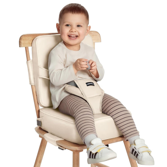 HOMEAL Toddler Booster Seat for Dining Table, Adjustable Kids Breathable Booster Seat for Kitchen, Beige