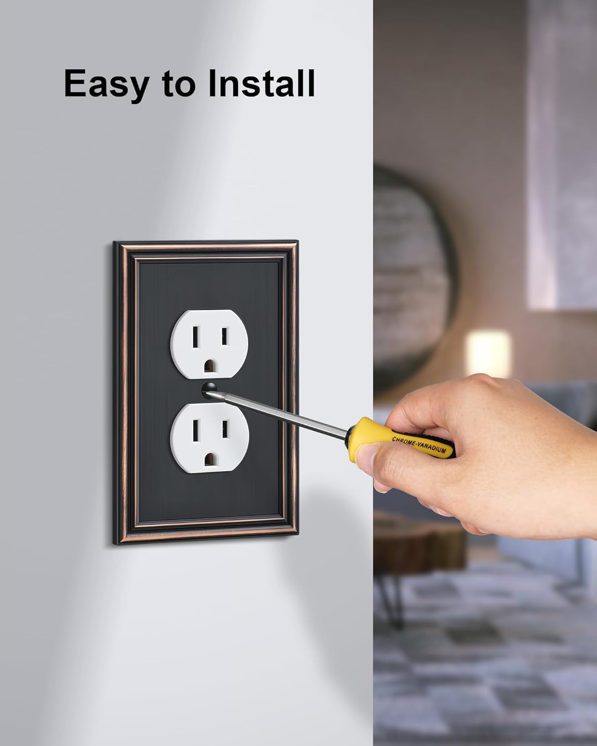 2-Pack Single Duplex Outlet Cover Plate, Decorative Aged Bronze Switch Plates and Outlet Covers, Metal Wall Plates for Electrical Outlets, 1 Gang Receptacle Cover, Corrosion Resistant