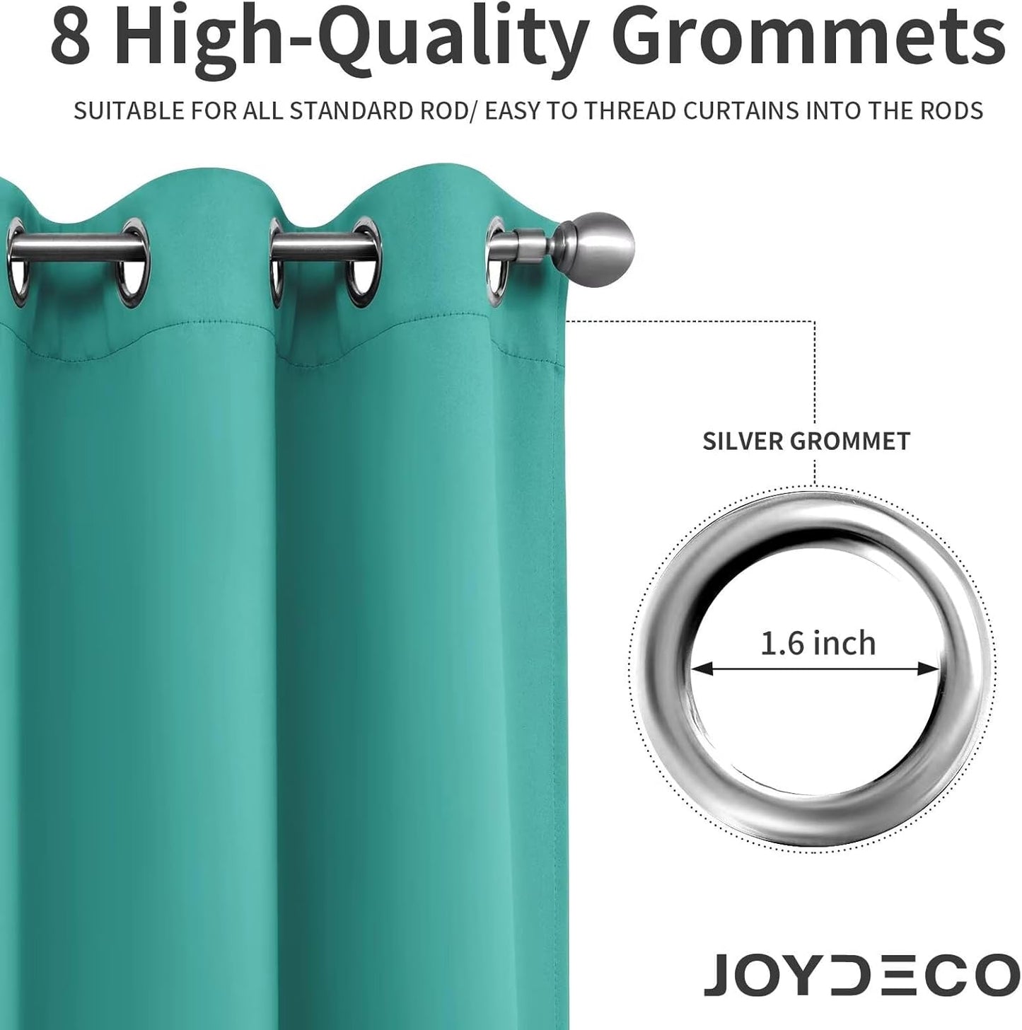 Joydeco Blackout Curtains 120 inches Long 2 Panels Set, Thermal Insulated Long Curtains & Drapes 2 Burg, Room Darkening Grommet Drapes for Bedroom Living Room Windows (W52 x L120 Inch, Peacock Blue)