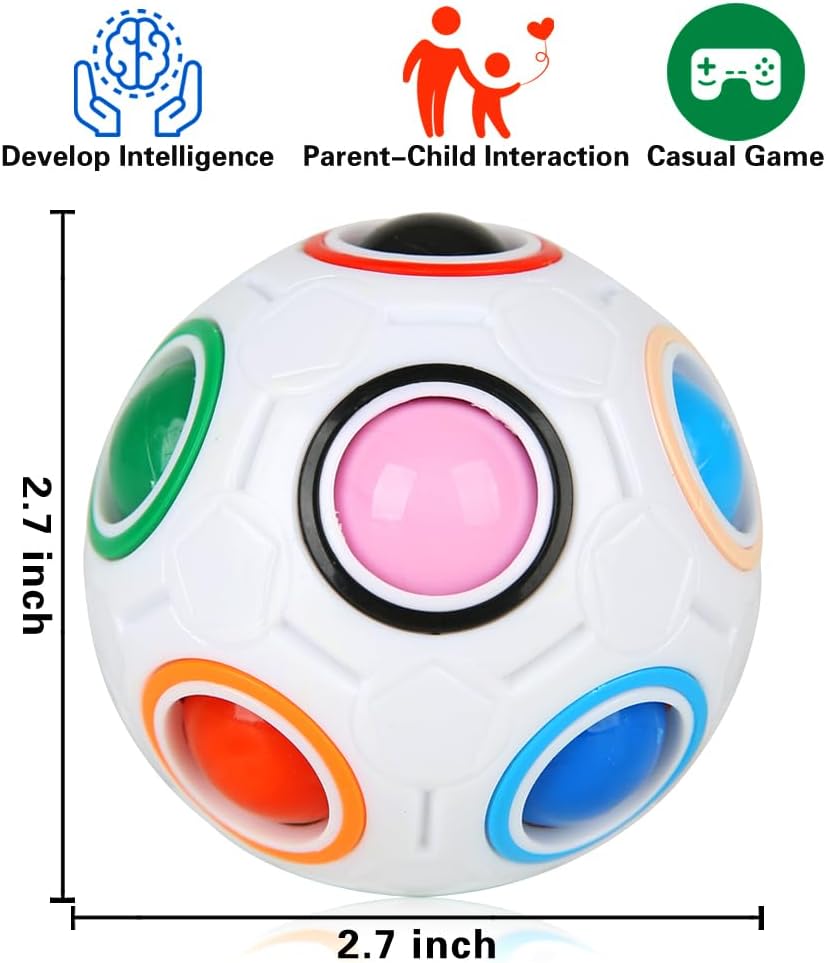 6Pack Magic Rainbow Puzzle Ball Fidget Toys, Matching Puzzle Balls Toy Stress Reliever 3D Speed Fisget Ball Brain Teasers Games for Kids Adults Christmas Stocking Stuffers Party Favor Birthday Gifts