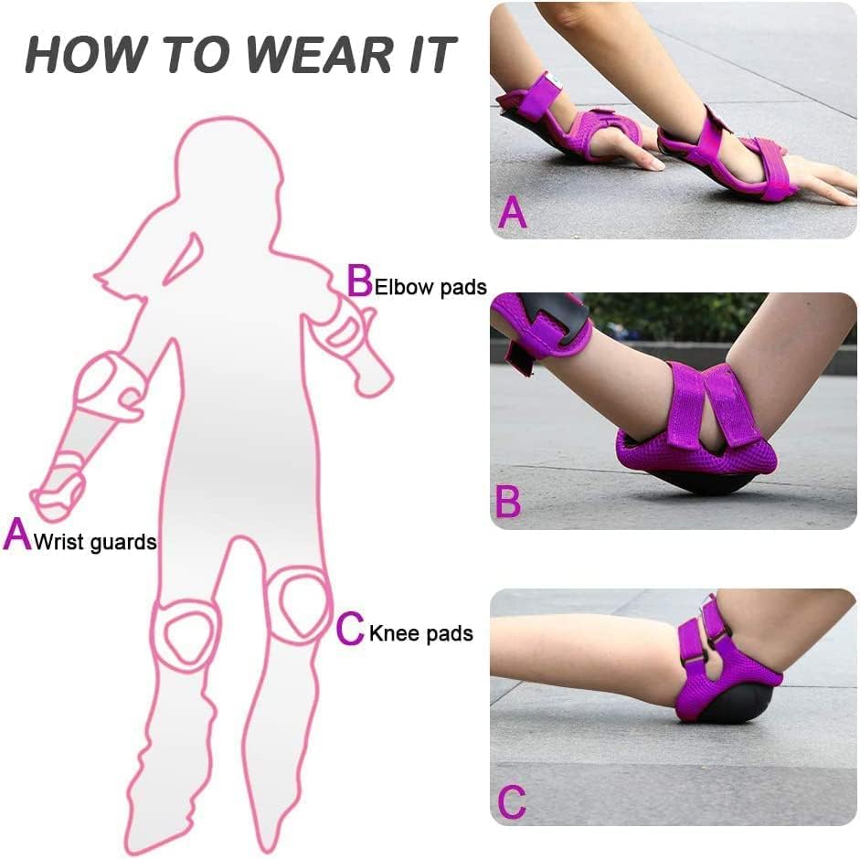 Adjustable Kids Helmet with Knee Pad, Elbow Pads & Wrist Guards - Toddler Bike Helmets for Ages 3-5, 5-8, 8-14 Years - Perfect for Skating, Biking, Cycling, and Skateboard - for Boys and Girls