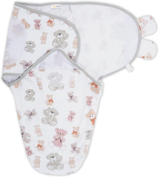 LollyBanks Baby Swaddles, 100% Organic Cotton Sleep Swaddle Sacks 0-3 Months, Newborn Swaddles with Easy Change Zipper, Swaddle Blanket Wrap, Baby Registry Must Haves (Teddy Bear Print)