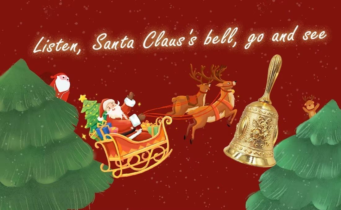 Hourwof Hand Bell,Metal Dinner Bell Decorative Wedding Bells Service Bell Call Bell Christmas Bell,Golden Blue