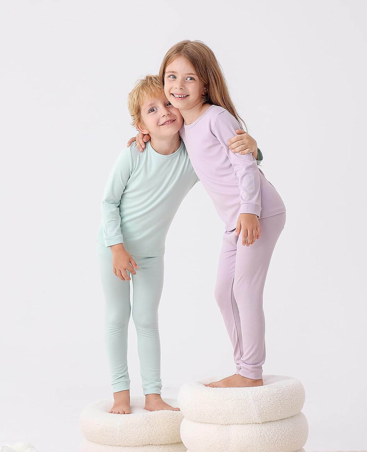 JunNeng Bamboo Viscose Pajamas for Toddler Baby, Boys Girls Solid Snug Fit Pajamas Long Sleeve Sleeper