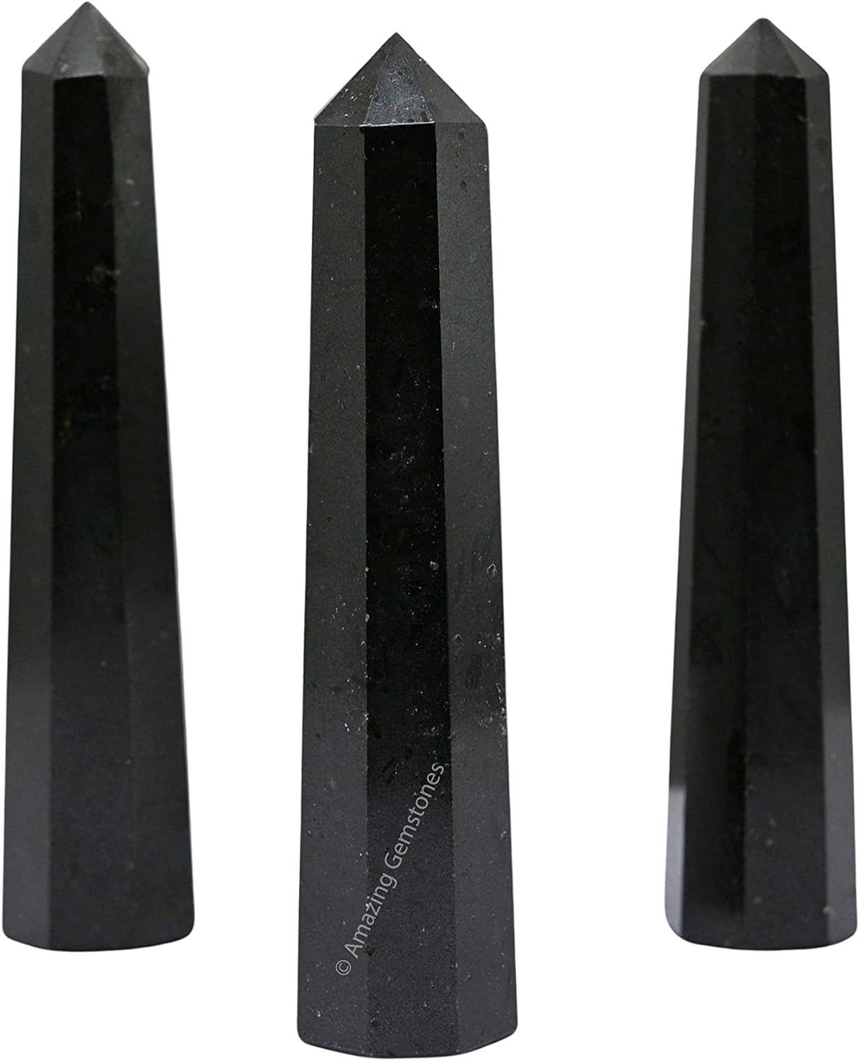Amazing Gemstone Black Tourmaline Crystal Towers ~ Natural Healing Crystal Point Obelisk for Reiki Healing and Crystal Grid (3- Inch)