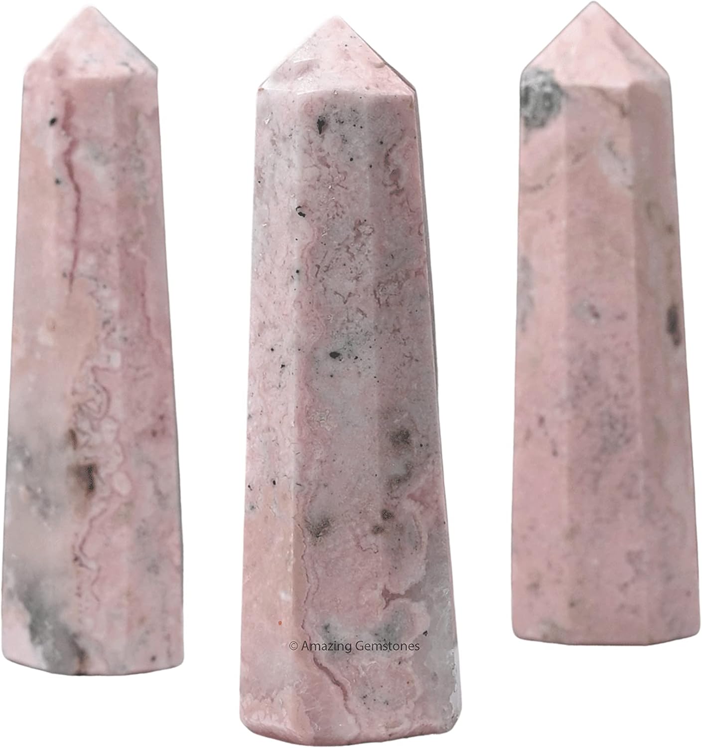 Amazing Gemstone Rhodochrosite Crystal Towers ~ Natural Healing Crystal Point Obelisk for Reiki Healing and Crystal Grid (2 to 3 INCH)