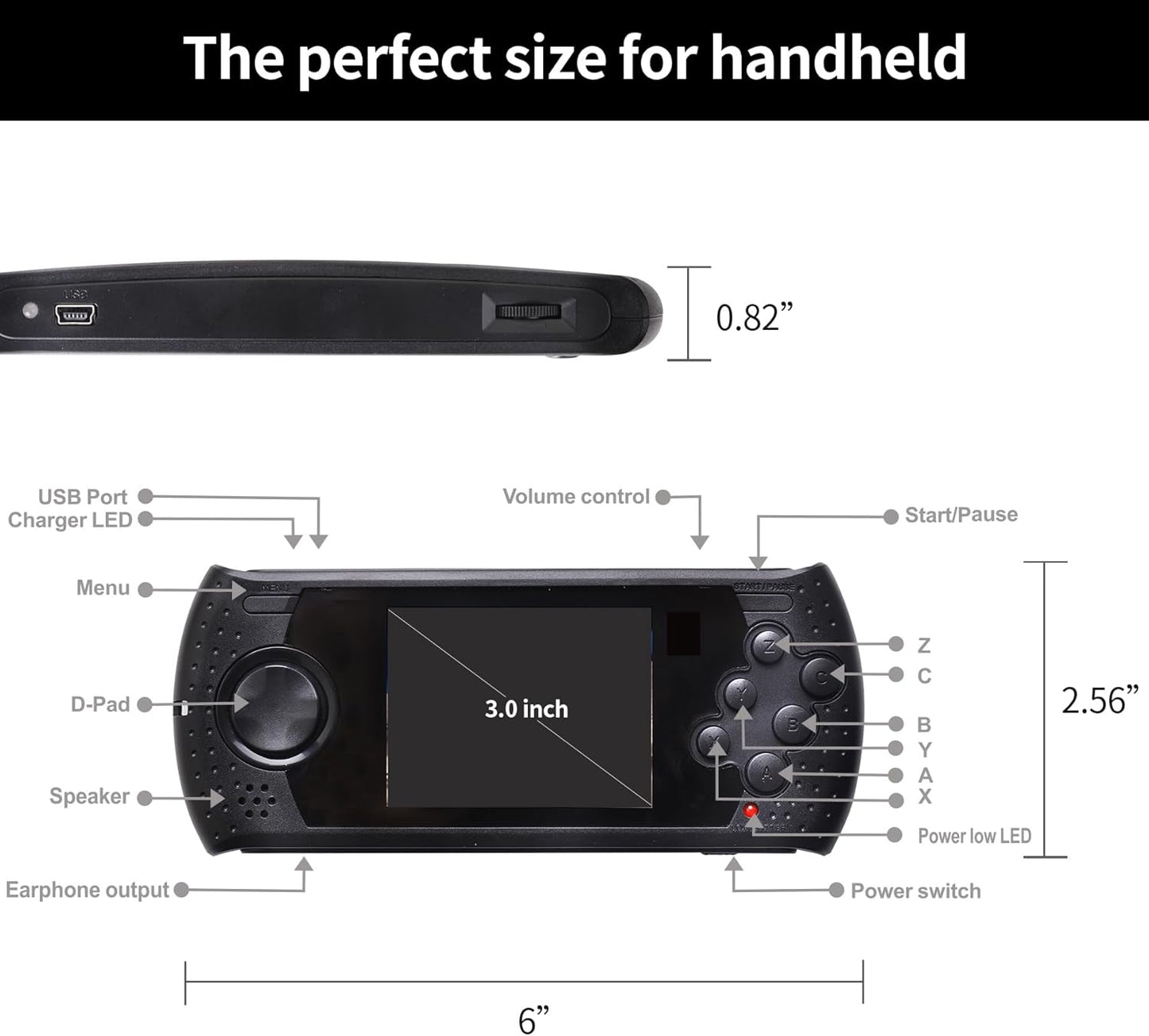 16 Bit Handheld Game for Kids Built-in 230 HD Classic Retro Video Games USB Rechargeable 3.0 Inch Childrens Travel Electronics Toys Portable Gaming Player System Gift for Boys Girls Ages 4-8-12