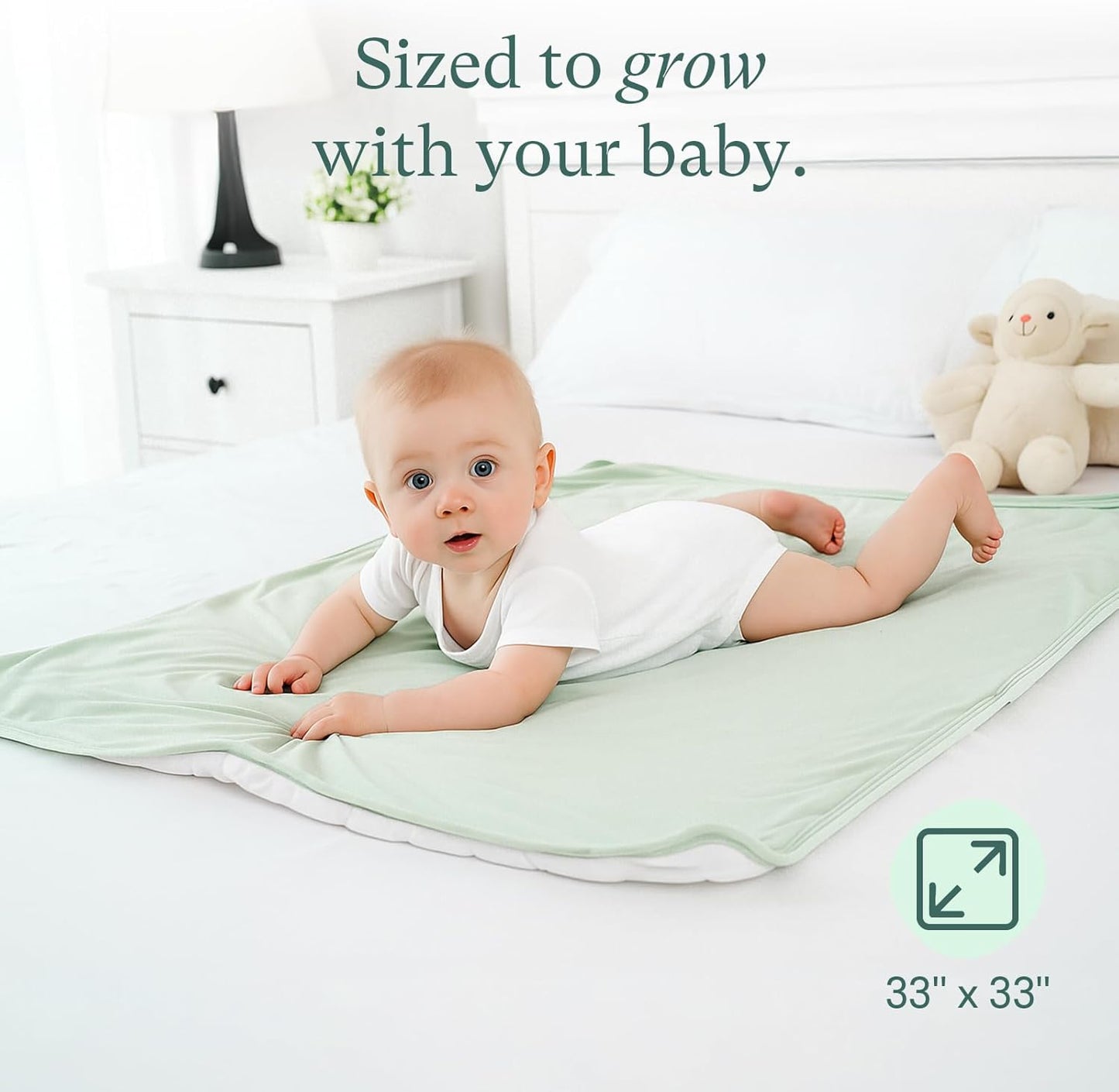 Supersoft Baby Blanket, Premium Bamboo Viscose Baby Quilt, Hypoallergenic and Breathable, for Newborns, 33"×33"