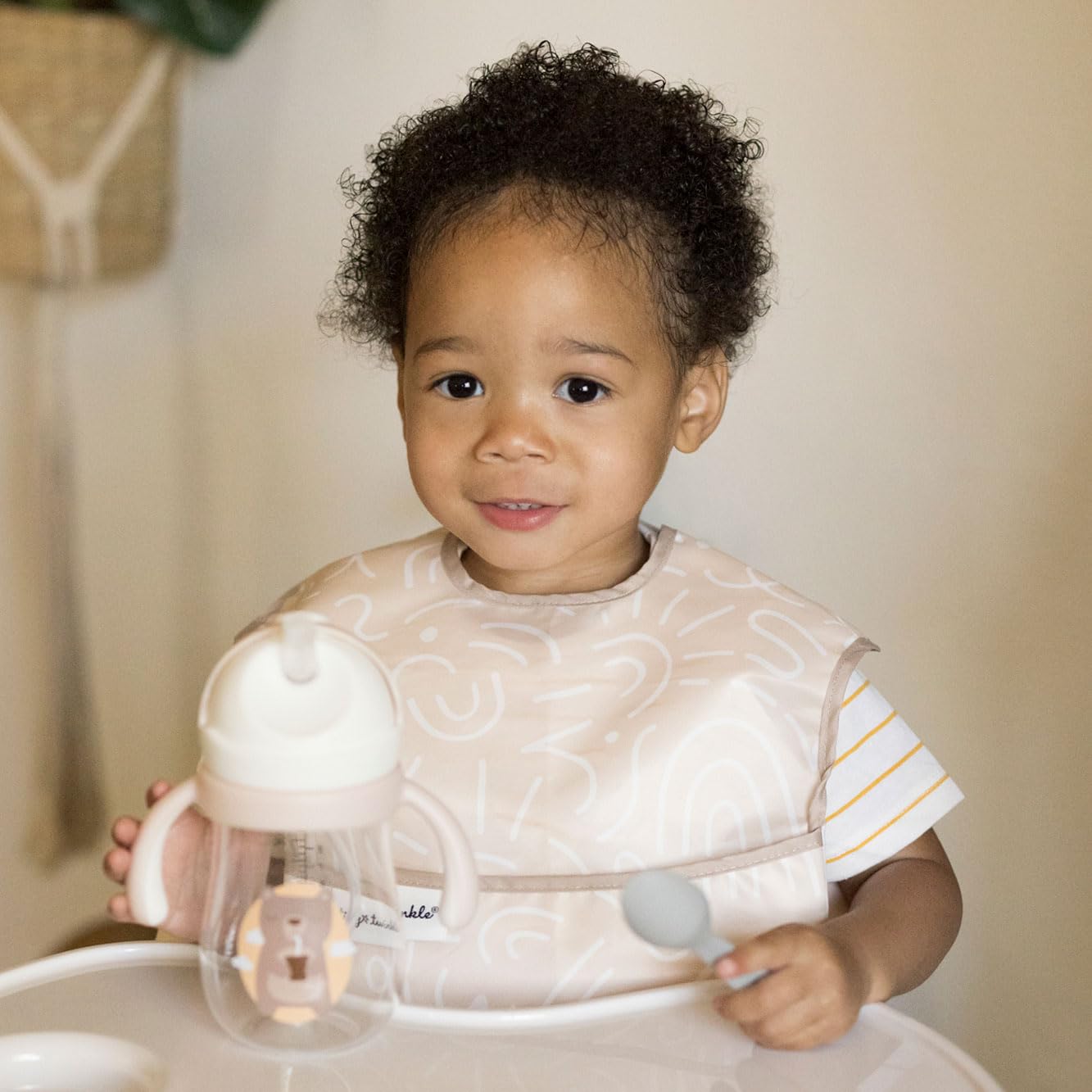 Tiny Twinkle Mess Proof Baby Bibs for Eating - Waterproof, Wipeable Bibs - Toddler Bibs - Travel Friendly - PFAS, PVC, BPA, Phthalate Free - Baby Food Bibs(3 Pack,Zen Garden)