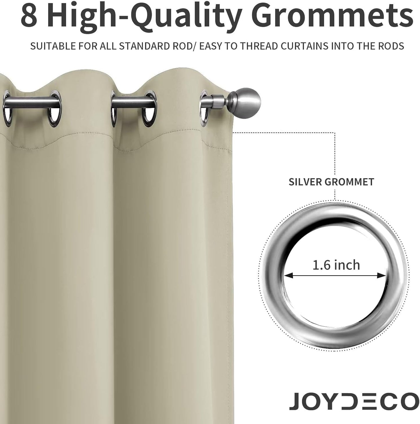 Joydeco Light Beige Custom Solid Single Blackout Curtain for Bedroom and Living Room, Grommet Thermal Insulated Room Darkening Curtain 1 Panel (Custom Size,Light Beige)
