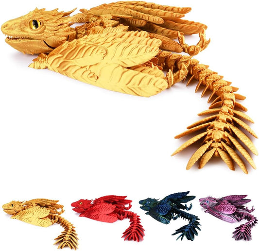 3D Printed Dragon, Feathered Wyvern Dragon, Articulated Dragon, Fidget Dragon Toys for Adult, Home Office Decor Executive Desk Toy