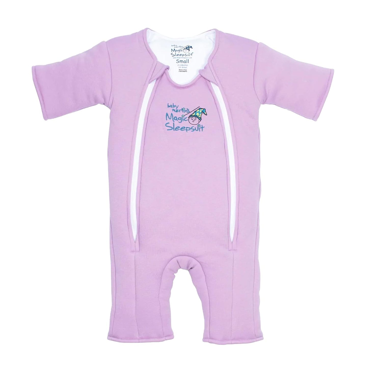 Magic Sleepsuit Baby Merlin's Cotton Baby Swaddle Transition Product - Soft and Cozy Design, Double Zipper for Easy Diaper Changes, Promotes Safe Sleep, 3-6 Months - Lavender - Large 18-21lbs