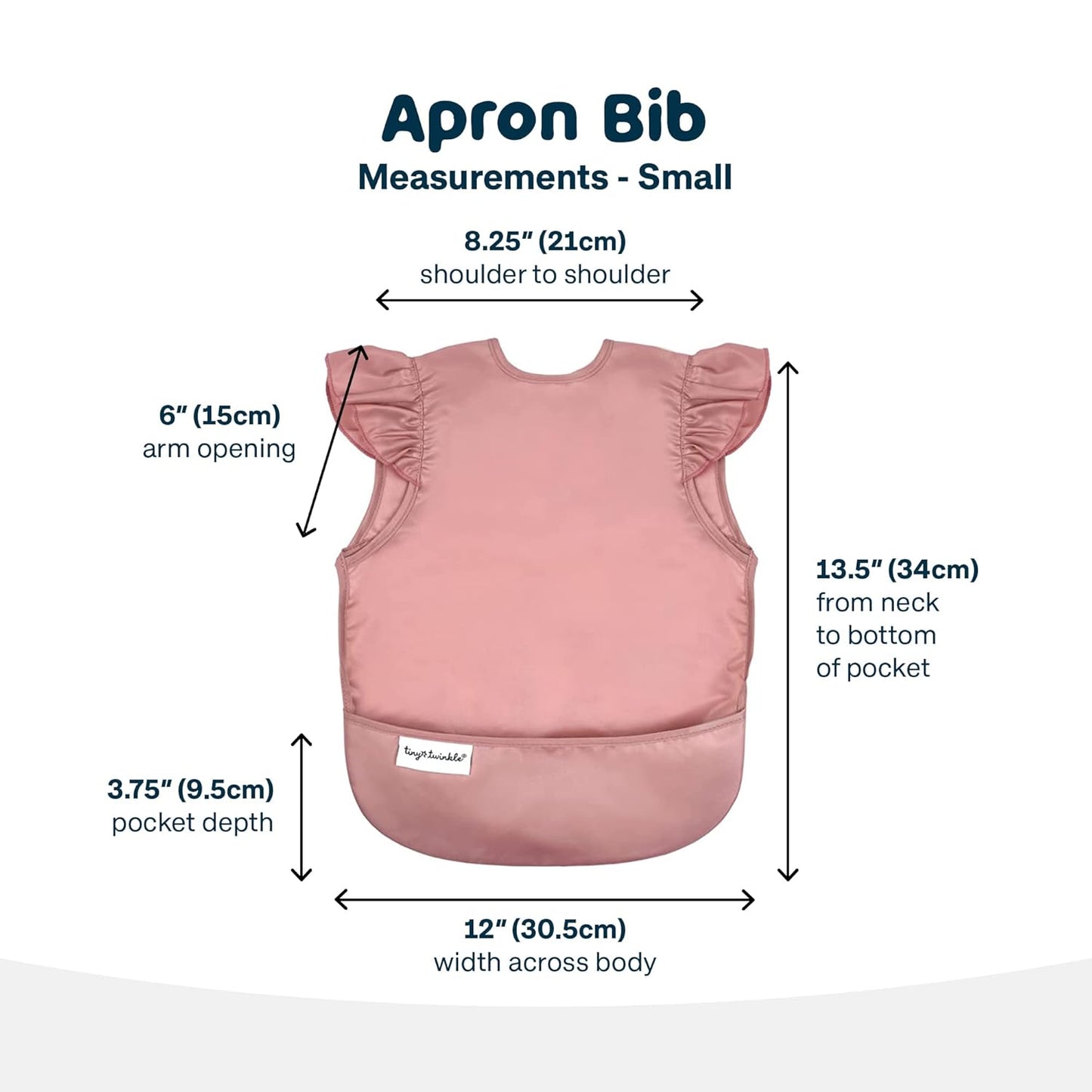 Tiny Twinkle Mess Proof Baby Bib - Waterproof & Lightweight Baby-Led Weaning Apron | 100% Recycled Polyester, Easy Clean & Machine Washable (Taupe, Small 6-24 Months)