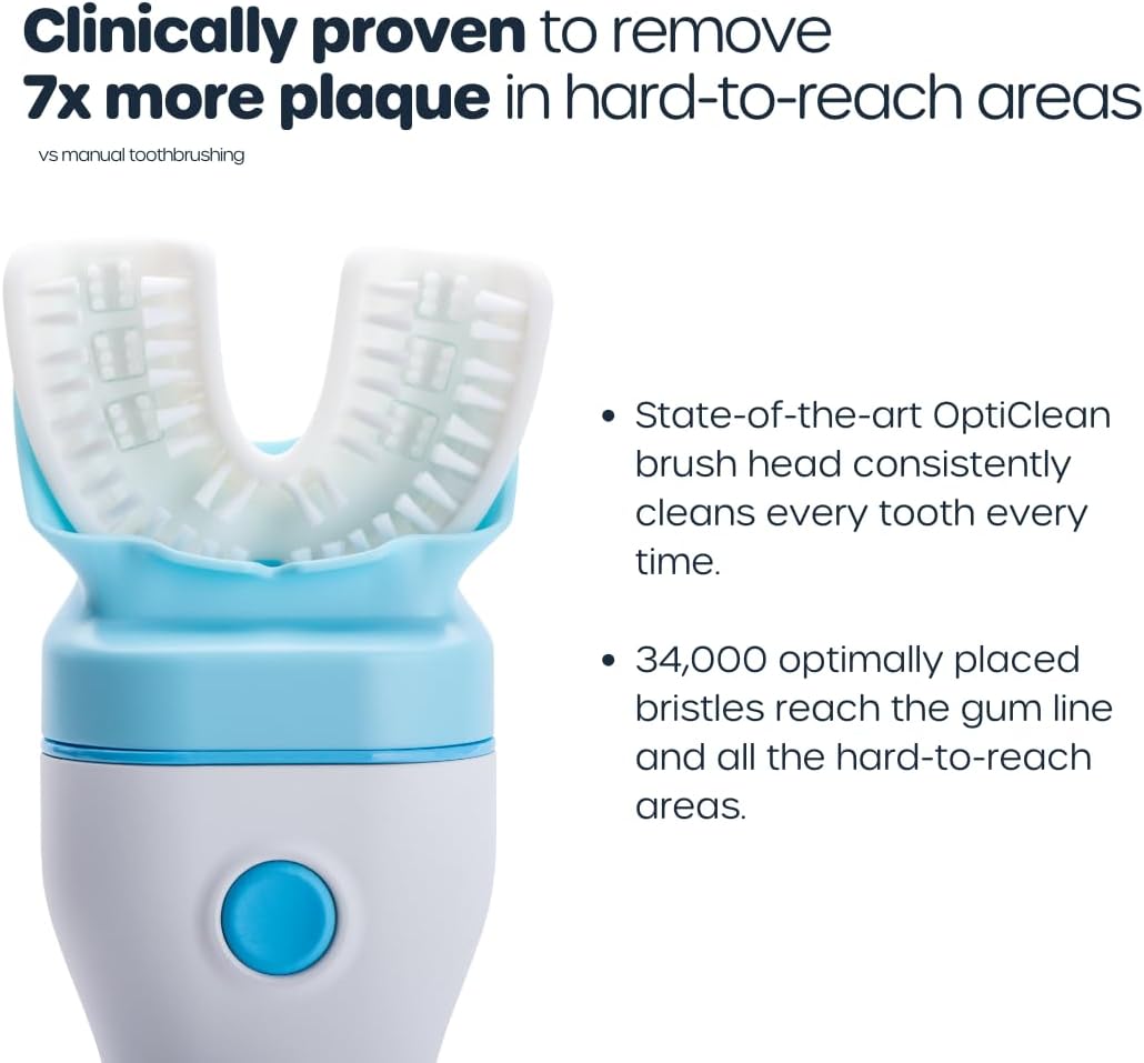 Willo Fully Automatic Kids U-Shaped Electric Toothbrush - 2 Brushing Timers, Deep-Cleans, Consistent Results, Eliminates Brushing Mistakes - Bubble Twist (Small - Kids Ages 5-7 Years)